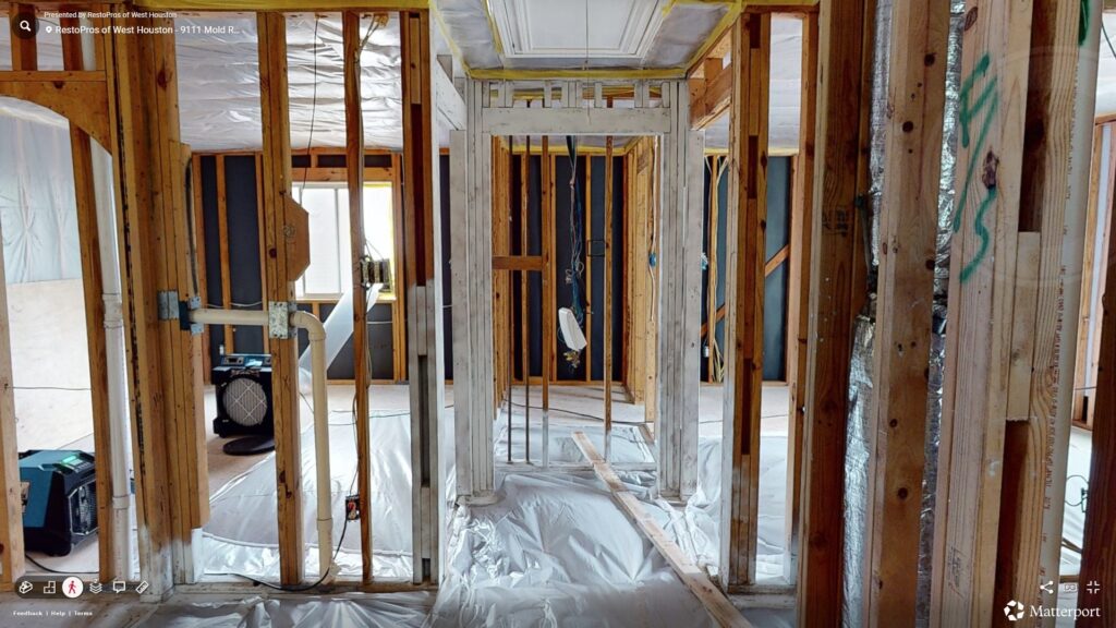 Closet and rooms decontaminated and ready for rebuild
